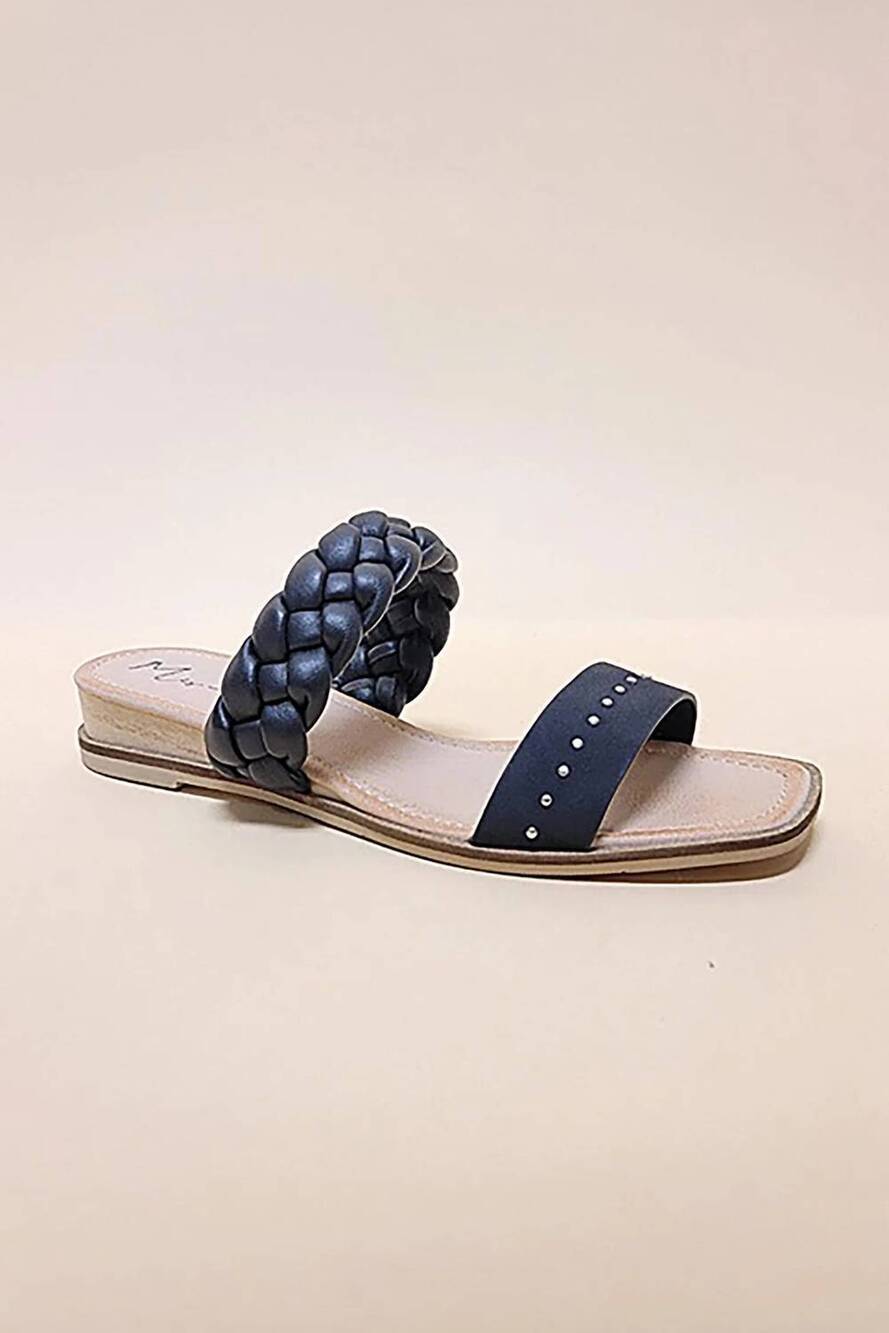 NEW LET'S SEE STYLE women's silas braided slide sandal in black